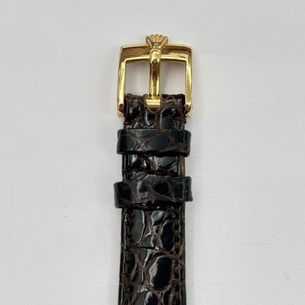 Cinturino ROLEX da donna in coccodrillo con fibbia ROLEX plaque oro 13mm, marrone/brown - immagine 4