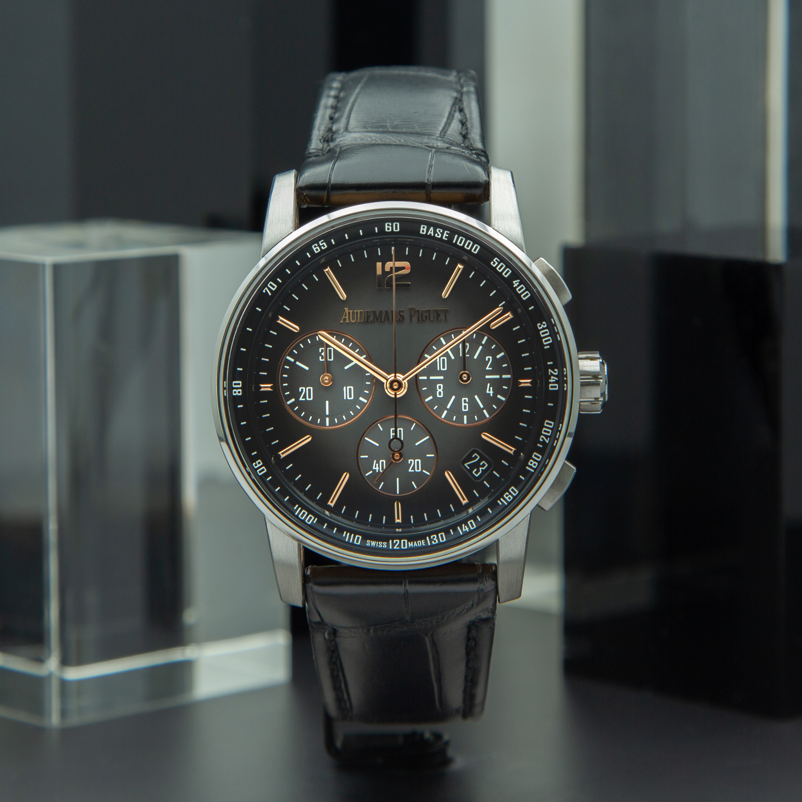 AUDEMARS PIGUET GX6100M CODE11.59 MARRONE SFUMATO PELLE NERA SI GAR-1