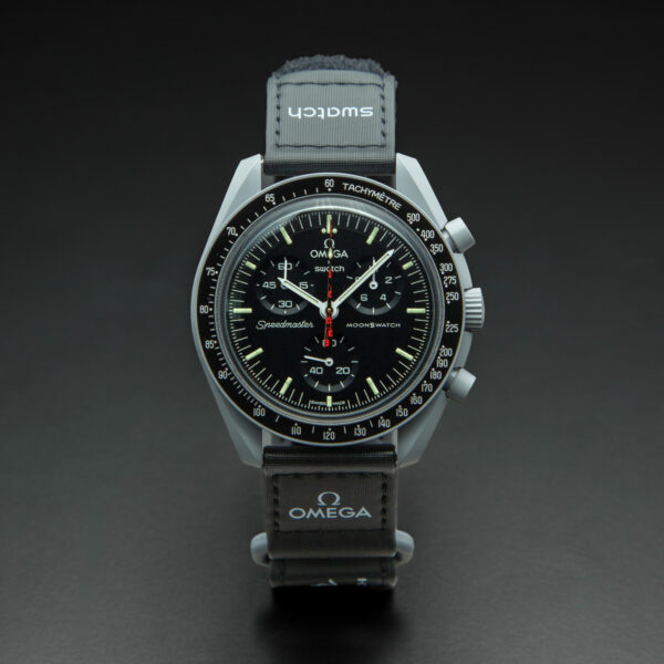 Swatch x Omega, MoonSwatch "Mission to Moonshine Gold Swiss Heritage", Swiss National Day August, 42mm, Black Dial, Bioceramic