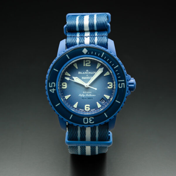Swatch x Blancpain  , Scuba Fifty Fathoms "Atlantic Ocean", 42mm, Blue Dial, Bioceramic