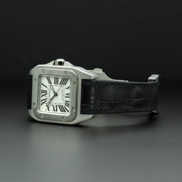Cartier, Santos 100, "Medium Size", 33x44 mm, Ref.2878, White Dial, Full Set, Stainless Steel - immagine 5