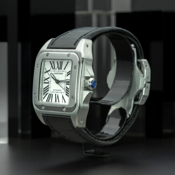 Cartier, Santos 100, "Medium Size", 33x44 mm, Ref.2878, White Dial, Full Set, Stainless Steel - immagine 3