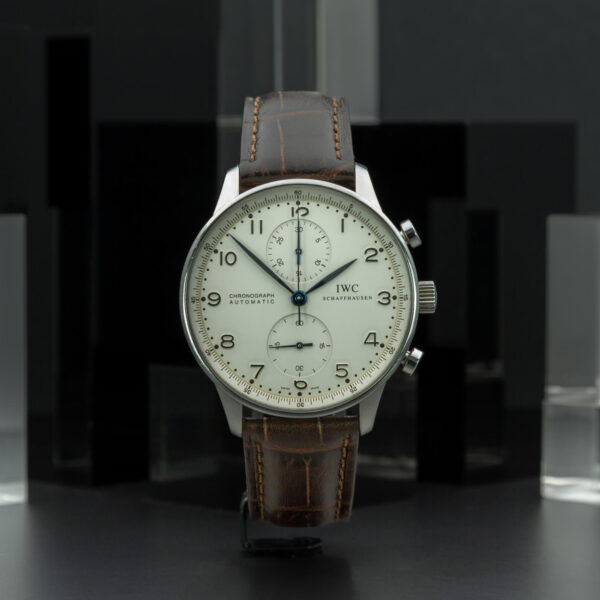 IWC, Portuguese Chronograph, 41 mm, Ref. 371417, Full Set, Ivory Dial, Stainless Steel