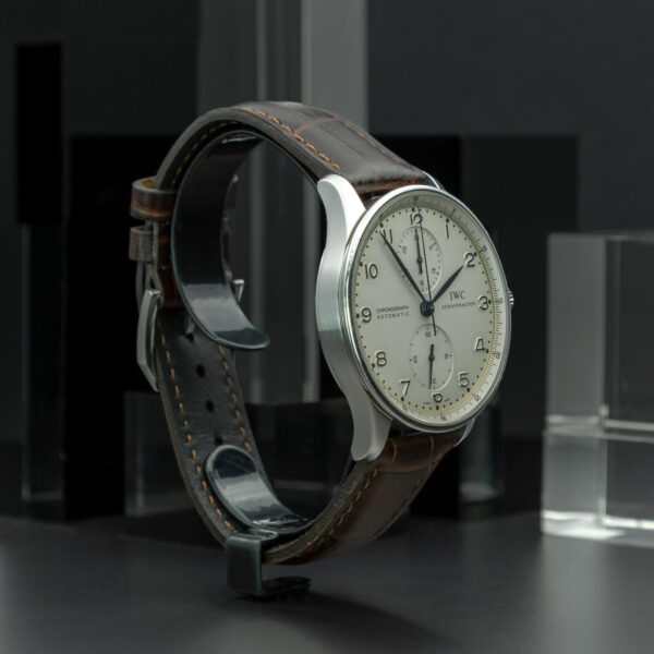 IWC, Portuguese Chronograph, 41 mm, Ref. 371417, Full Set, Ivory Dial, Stainless Steel - immagine 4