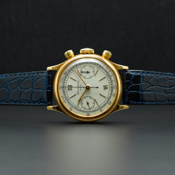 Patek Philippe & Co, Chronograph "Tasti Tondi", 35mm, Ref. 1463, Year: 1946/47, Yellow Gold - immagine 11