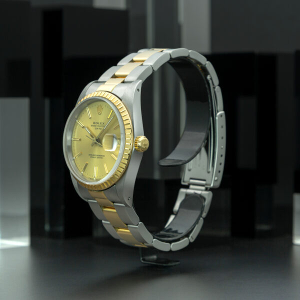 Rolex, Date 34mm, Ref. 15233, Champagne Dial, Year: 1989, Oyster Bracelet, Stainless Steel and Yellow Gold - immagine 3