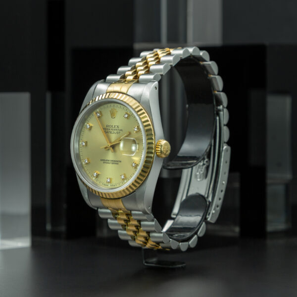 Rolex, DateJust 36mm, Ref. 16233, Champagne Diamond Dial, Full set, Jubilee Bracelet, Stainless Steel and Yellow Gold - immagine 3