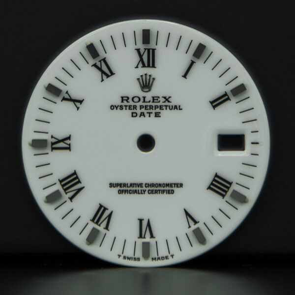 Dial Rolex for Oyster Perpetual Date, ref. 15200, White Color, Roman Indices, Steel.