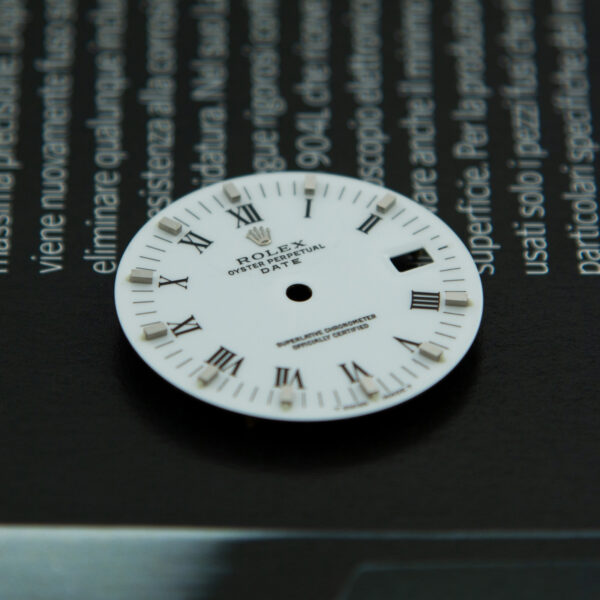 Dial Rolex for Oyster Perpetual Date, ref. 15200, White Color, Roman Indices, Steel. - immagine 3