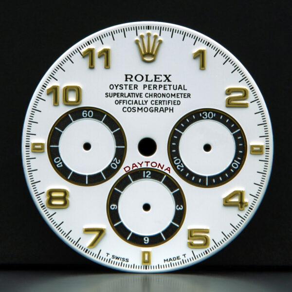 Dial Rolex for Daytona Zenith, Ref: 16523, White Color Dial, Arabic Indexes, Yellow Gold
