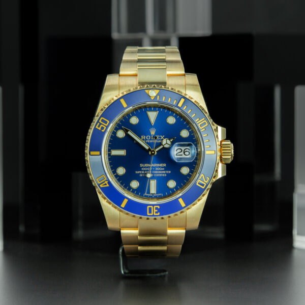 Rolex, Submariner, 40mm, Ref. 116618LB, Year; 2020, Full Set, Blue Dial, Yellow Gold
