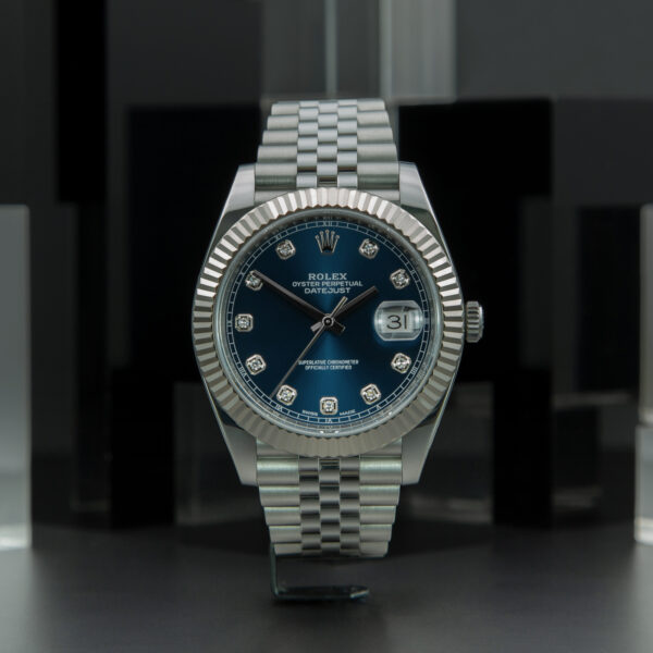 Rolex, DateJust 41mm, Ref. 126334, Blue Diamond Dial, Year: 2018, Full set, Jubilee Bracelet, Stainless Steel