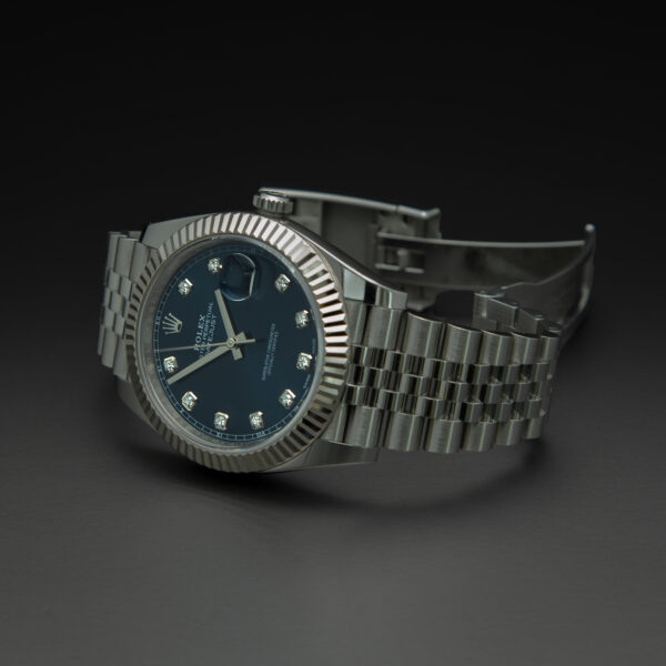 Rolex, DateJust 41mm, Ref. 126334, Blue Diamond Dial, Year: 2018, Full set, Jubilee Bracelet, Stainless Steel - immagine 5