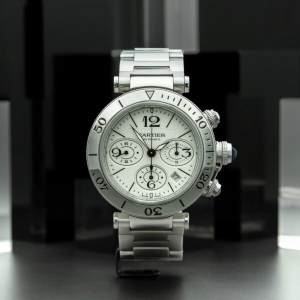 Cartier, Pasha Seatimer, 42mm, Ref. 2995, White Dial, Full Set, Stainless Steel