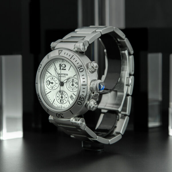 Cartier, Pasha Seatimer, 42mm, Ref. 2995, White Dial, Full Set, Stainless Steel - immagine 3