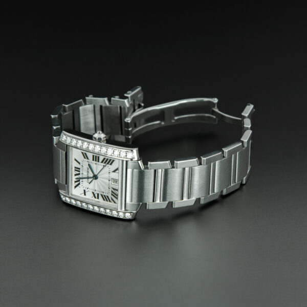 Cartier, Tank Française, 28x32mm, Ref. W5100293 2302, White Dial, Stainless Steel and Diamond - immagine 5
