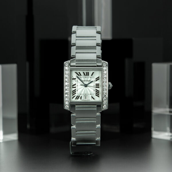 Cartier, Tank Française, 28x32mm, Ref. W5100293 2302, White Dial, Stainless Steel and Diamond