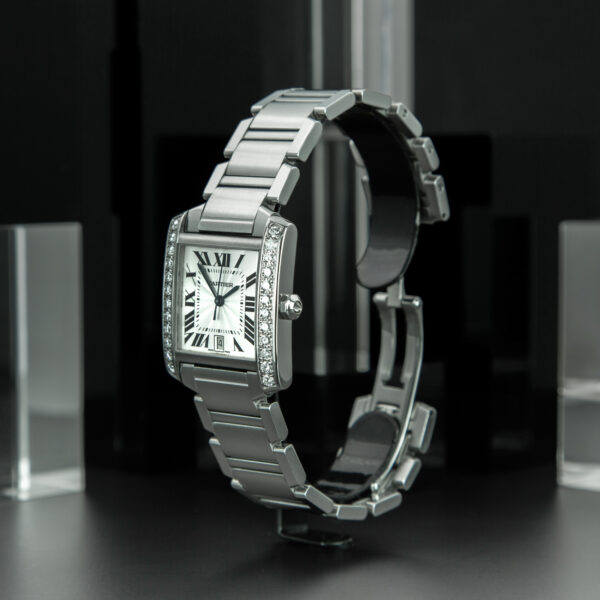 Cartier, Tank Française, 28x32mm, Ref. W5100293 2302, White Dial, Stainless Steel and Diamond - immagine 3