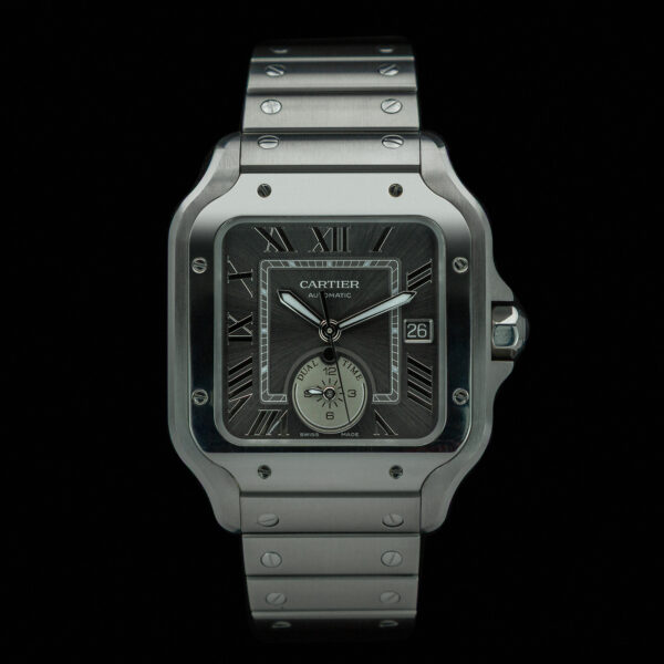 Cartier, Santos "Dual Time", 40.2mm, Ref. WSSA0076, Year:2025, Full Set, Silver Dial, Stainless Steel
