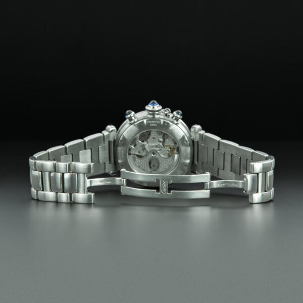 Cartier, Pasha "Chronograph Automatic", 38 mm, Ref. 2113, White Dial, Stainless Steel - immagine 8