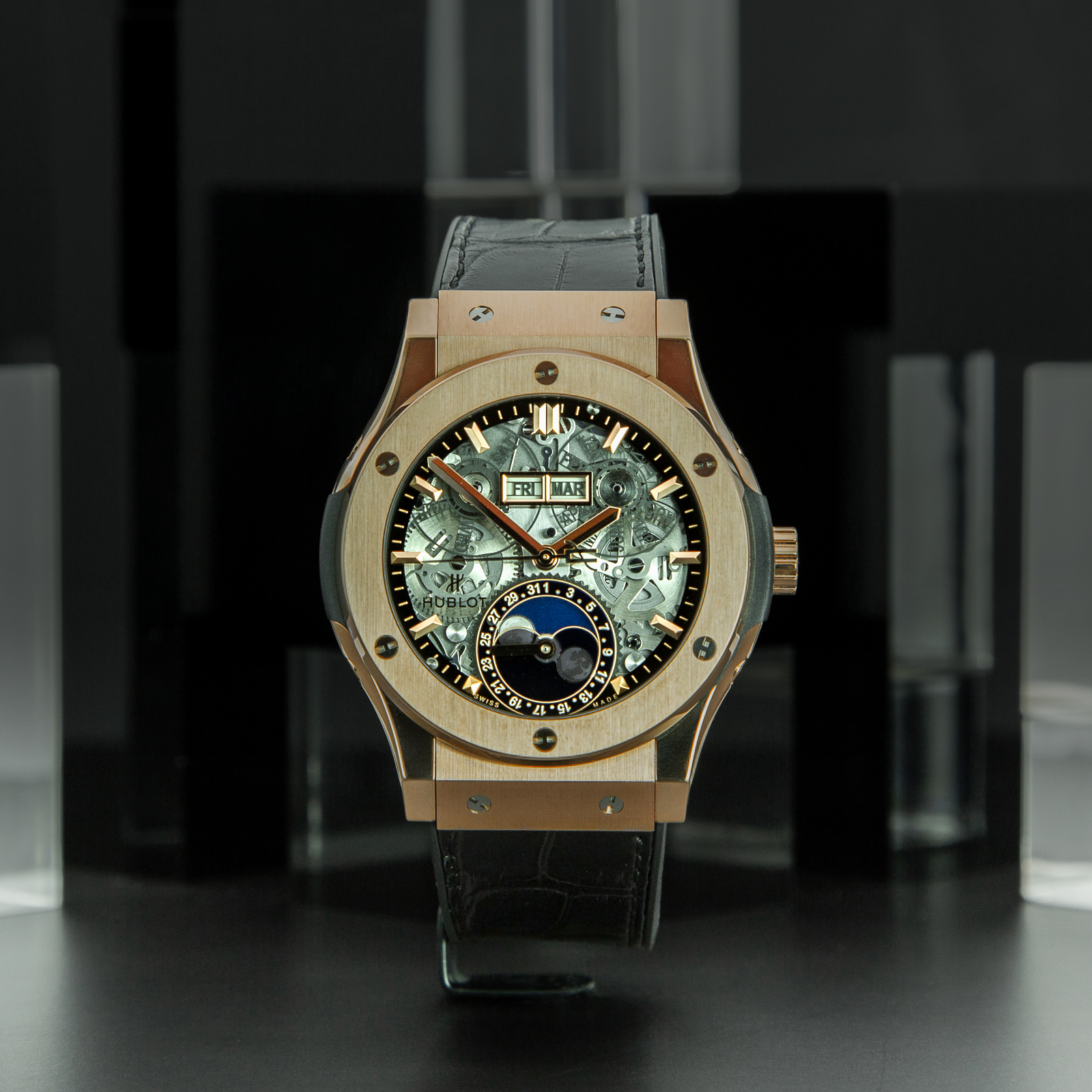 HUBLOT 547.0X.0180.LR GRIGIO SKELETON PELLE NERA NO GAR-1