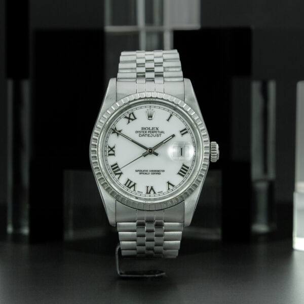 Rolex, DateJust 36mm, Ref. 16220, Year: 1989, White Roman Dial, Jubilee Bracelet, Stainless Steel