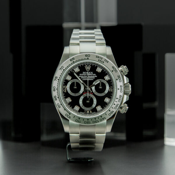 Rolex, Daytona, 40mm, Ref.116509, Year:2017, Full Set, Black Diamond Dial, White Gold